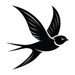 Swallow in Mid Flight with Curved Upward Wings Silhouette