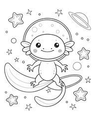 Axolotl coloring book far kids pages