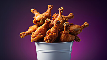 Crispy Fried Chicken Bucket with Golden Textureม General AI