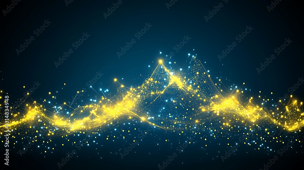Poster sparkling connection structure on dark backdrop futuristic visualization