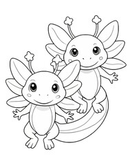 Axolotl coloring book far kids pages