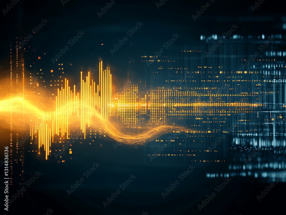 Poster vibrant data stream with dynamic visualization of information flow