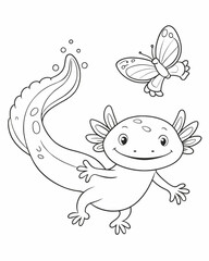 Axolotl coloring book far kids pages