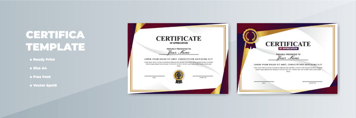 Obraz premium Elegant certificate templates; A4, ready print, gold accents, grey background