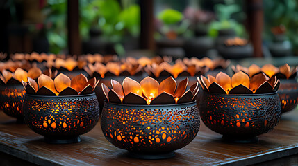 Illuminated Lotus Candles Garden Ceremony