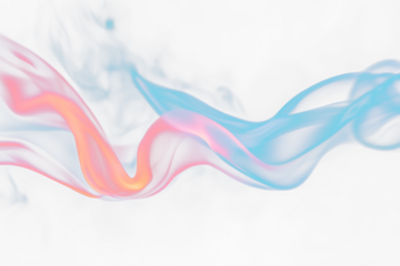 Abstract red and blue smoke swirls on Transparent background.