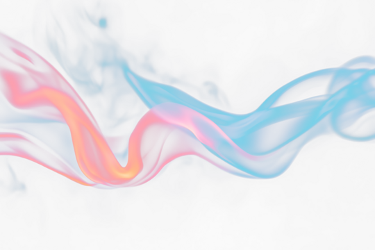 Abstract red and blue smoke swirls on Transparent background.