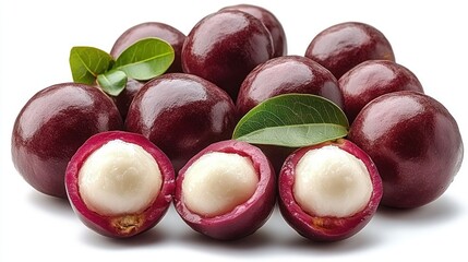Obraz premium Clusters of deep purple, round fruits with inner white flesh
