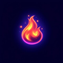 Stylized Flaming Ember Glowing Brightly Against Dark Background
