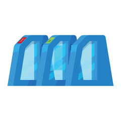 Turnstiles designed for access control with clear color indicators isolated on white background