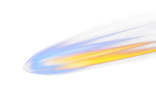 Blue and orange light streak on Transparent background.