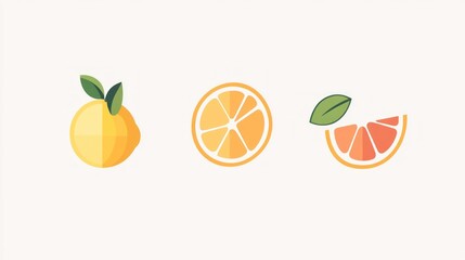 Citrus fruit slices, graphic design, healthy food, food illustration, modern graphic style