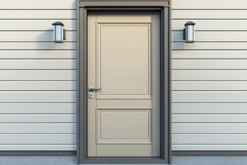 Fototapeta premium Trendy 2025 color flush door enhances elegant home.