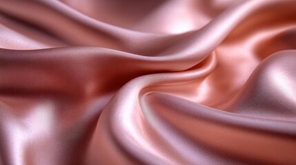 Elegant folds of shimmering rose gold silk fabric creating a luxurious and soft texture with a smooth and refined surface for fashion design