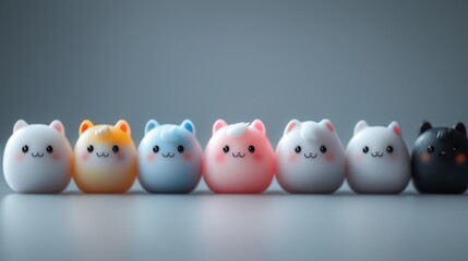 Cute Animal Figurines in a Row