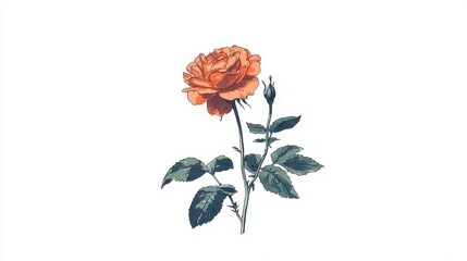 Delicate Rose Illustration Against White