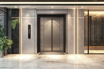 Modern door design featuring 2025 trends and smart home tech at front entrance.