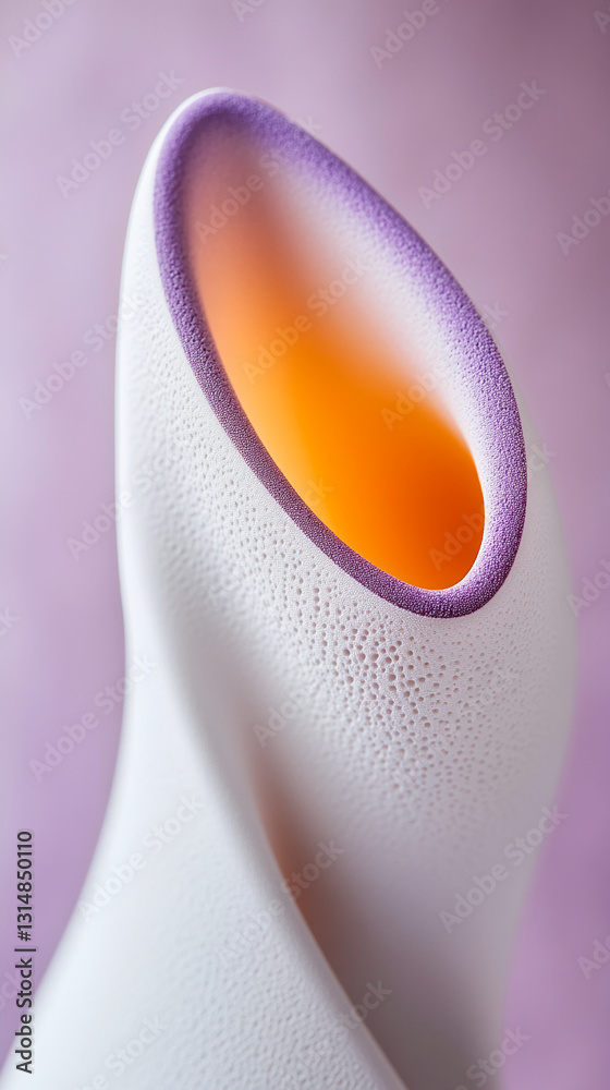 Poster Close-up of textured white object with purple inner edge, showcasing smooth curves and porous surface, creating an abstract, artistic design suitable for minimalist concepts