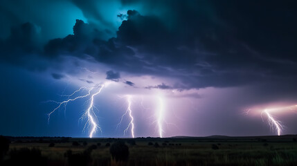 A stormy sky with lightning bolts in the distance