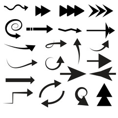 Black arow icon set vector silhouette design isolated on white background