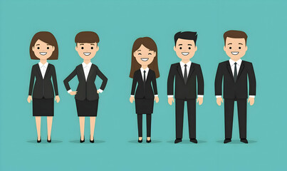 Group of Diverse Business People in Formal Attire Standing Together