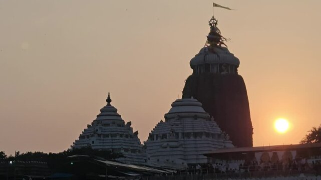 Main temple dome View of Jagannath Temple, Famous Hindu temple dedicated to Jagannath or Lord Vishnu his brother Balabhadra and sister Subhadra in the coastal town of Puri, Odisha, India.
