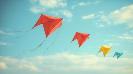 Colorful kites soaring in a vibrant sky