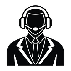 Cybersecurity Professional Wearing a Headset Silhouette for Digital Defense