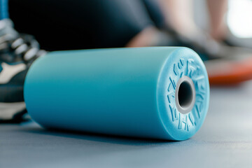 Therapeutic exercise mobility muscle conditioning. Rehabilitation session using foam roller for muscle recovery