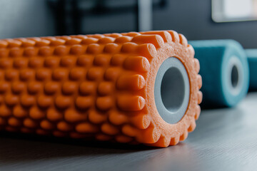 Therapeutic exercise mobility muscle conditioning. Foam roller rehabilitation session for muscle recovery and fitness training.