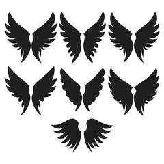 Fototapeta premium Angel wings silhouettes set large pack of vector 