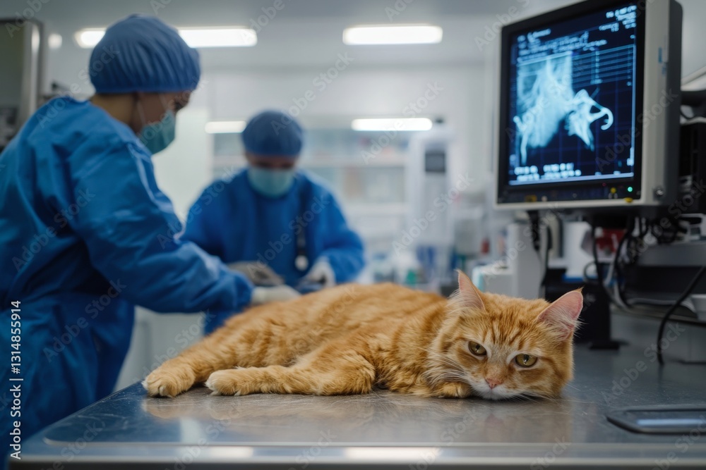 Poster veterinary care delivering comprehensive and specialized treatment to a cat in a stateoftheart clini