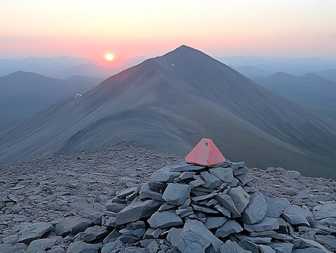 Sunset peak summit cairn landscape