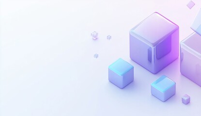 Obraz premium Abstract 3D render of pastel cubes; light, geometric shapes; blurred background; digital art; promotional or presentation use