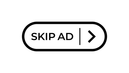 Icon showing skip ad button and forward arrow, indicating skipping advertisements with a click.