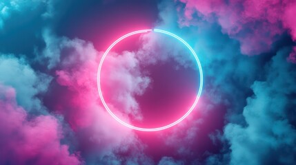 Neon Circle in Colorful Cloudscape (1)
