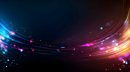 Obraz premium Vivid Vibrant Abstract Light Trails Flowing Across Dark Background with Pink Orange and Blue Particles