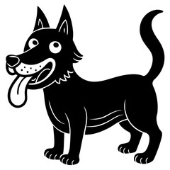 Silly dog with it's tongue out silhouette vector illustration 
