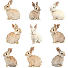 Obraz premium Adorable Collection of Cute Rabbits in Various Poses and Styles