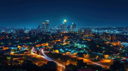 Obraz premium Johannesburg Night Lights: A Dazzling Urban Panorama