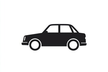 Fototapeta premium Simple car icon, white background, transportation, website design