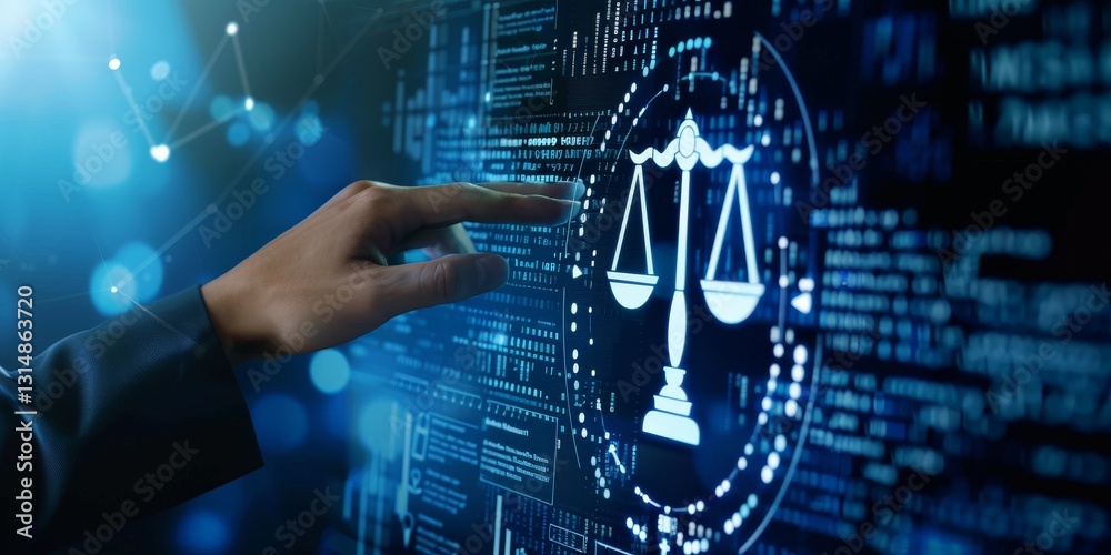 Poster digital justice exploring the fascinating intersection between law and technology in todays society 