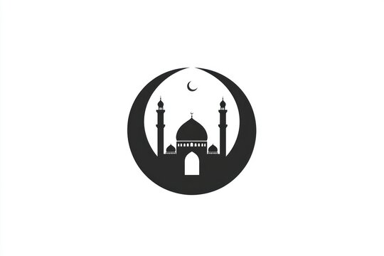Mosque crescent moon Islamic faith symbol design (1)