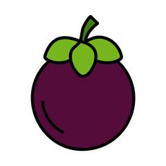 Mangosteen fresh fruit icon vector illustration design flat style
