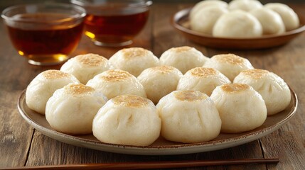 Delicious Golden-Brown Steamed Buns A Culinary Delight