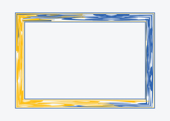 Vector luxury photo frame border design, certificate border, resume border frame with blue and yellow color