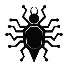 Hacking Malware Bug Inside a System Flat Vector Silhouette