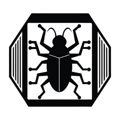 Hacking Malware Bug Inside a System Flat Vector Silhouette