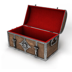 old empty wooden treasure chest