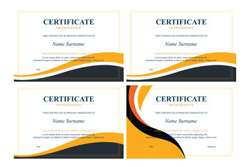 Four Achievement Certificates; Modern Design; White Background; Award